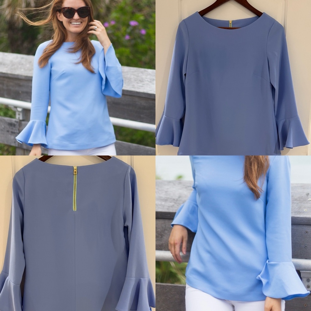 Tuckernuck Sail to Sable Ruffle Sleeve Blouse